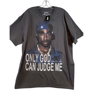 NWT 2Pac Only God Can Judge Me Graphic T-Shirt Mens XL Charcoal Gray Tupac Amaru